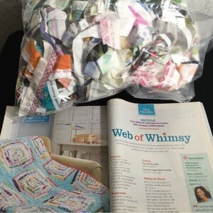 Selvage edges and pattern from Magazine to create string quilt